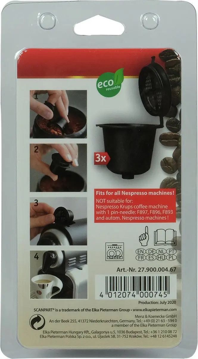 Scanpart Navulbare Koffiecuphouder 3 Stuks - Zwart