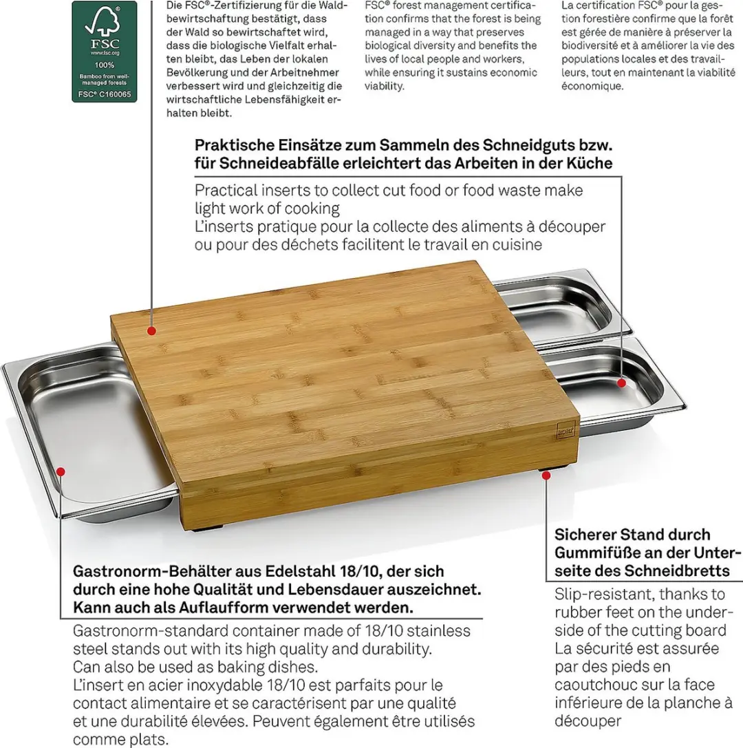 Kela Kenina Snijplank Set - 4 Stuks - Bamboe