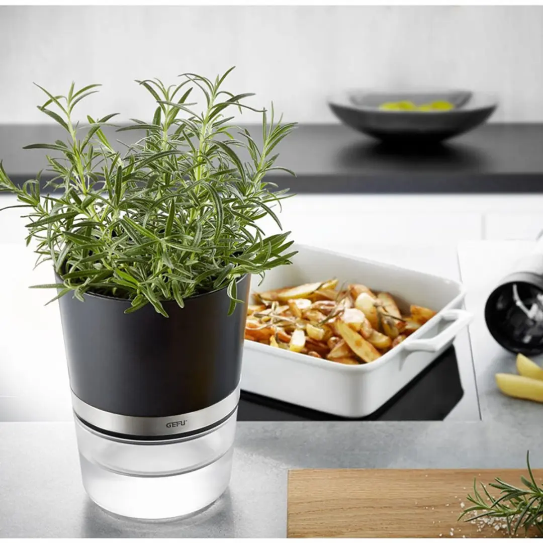 GEFU BOTANICO Kruidenpot 14,3cm - Zelfwaterend - Zwart