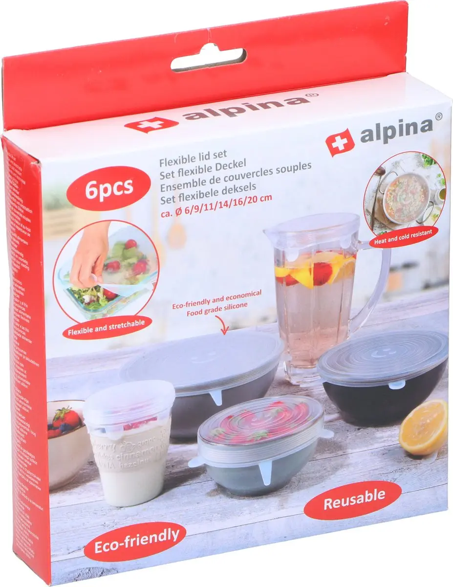 Alpina Siliconen Deksels Stretch - 6 Stuks - Ø 6/9/11/14/16/20cm