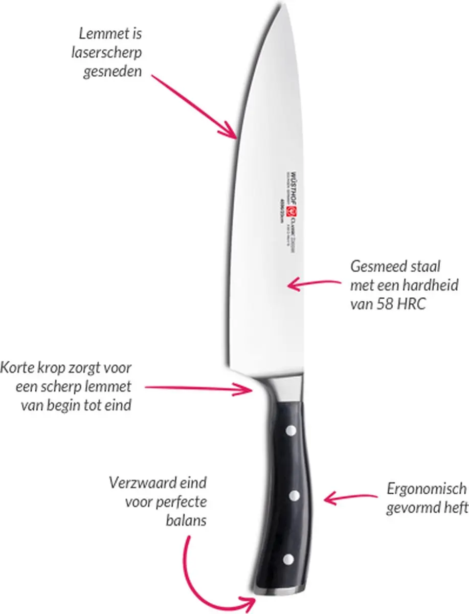 Wusthof Classic Ikon Groentemes 8cm - Zwart