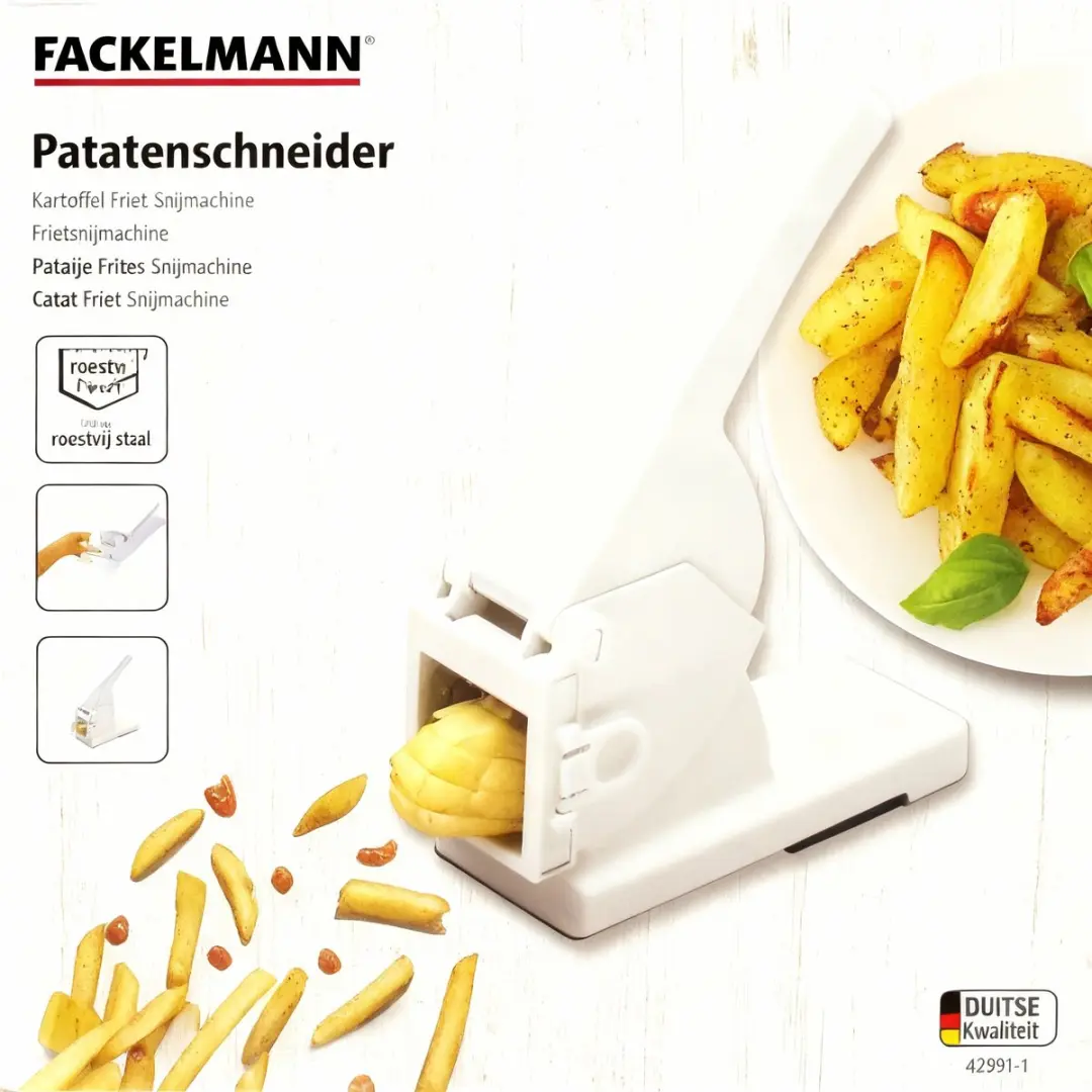 Fackelmann Handmade Tradition Frietsnijder - Wit/RVS - afbeelding 6 van 6