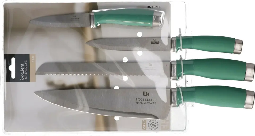 Excellent Houseware Keuken Messen Set 4-delig - Donkergroen
