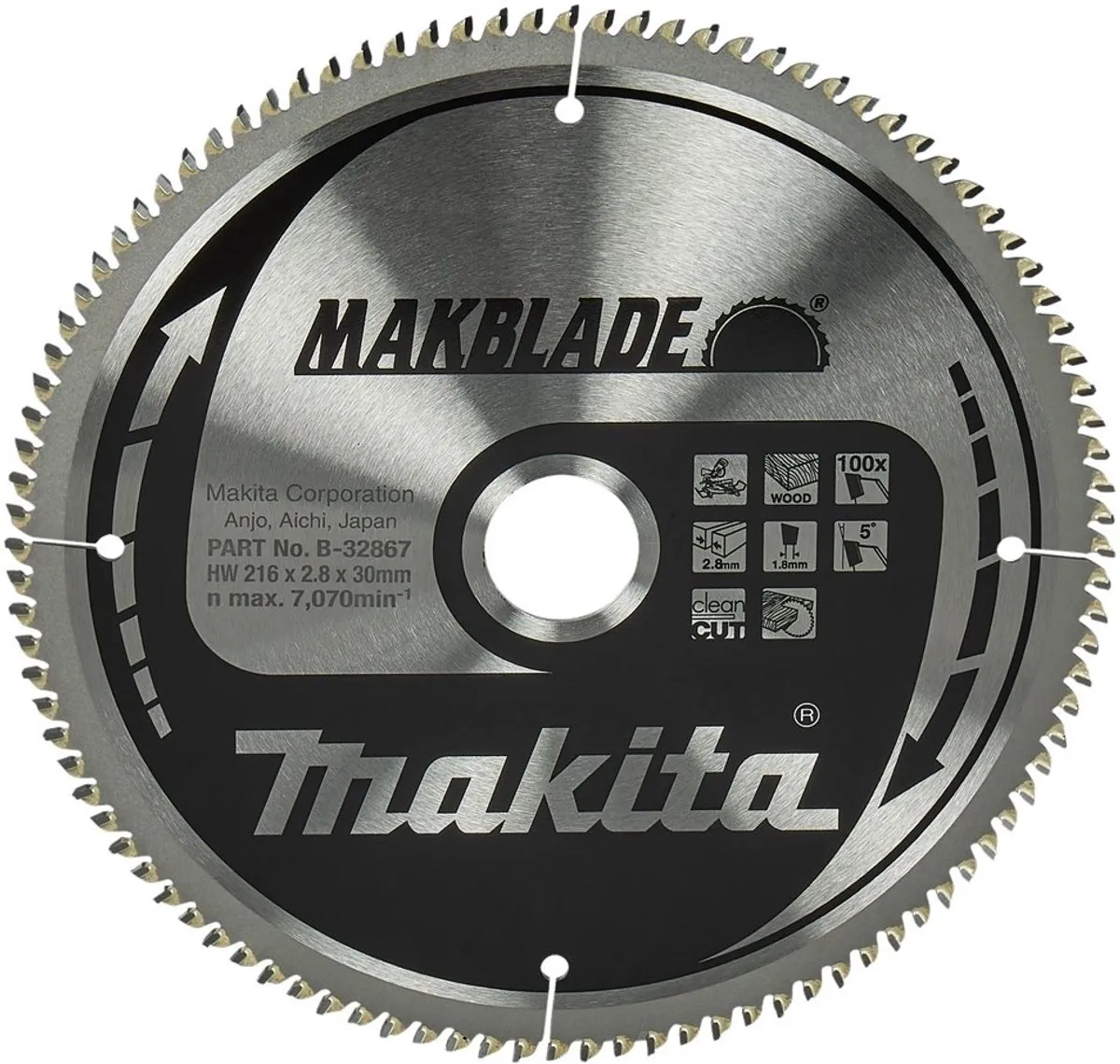 Makita B-32867 Afkortzaagblad Hout 216mm 100T
