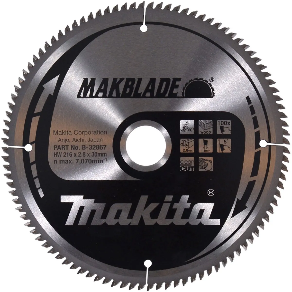 Makita B-32867 Afkortzaagblad Hout 216mm 100T