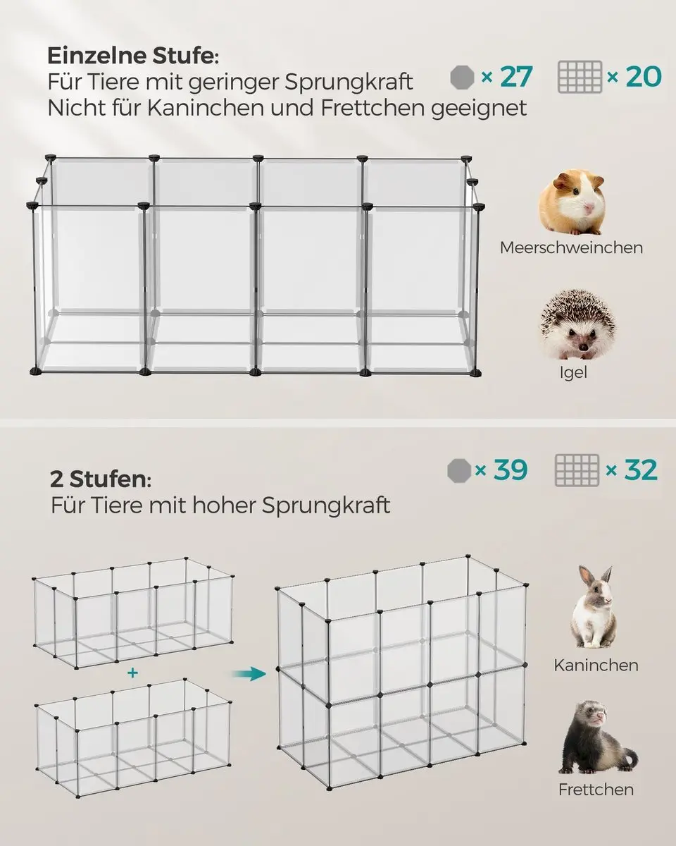 Songmics Buitenren voor Cavia’s/Hamsters 145x72x57cm - Wit