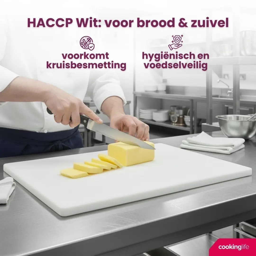 Cookinglife HACCP Snijplank Wit 40x30cm - Zuivel & Brood