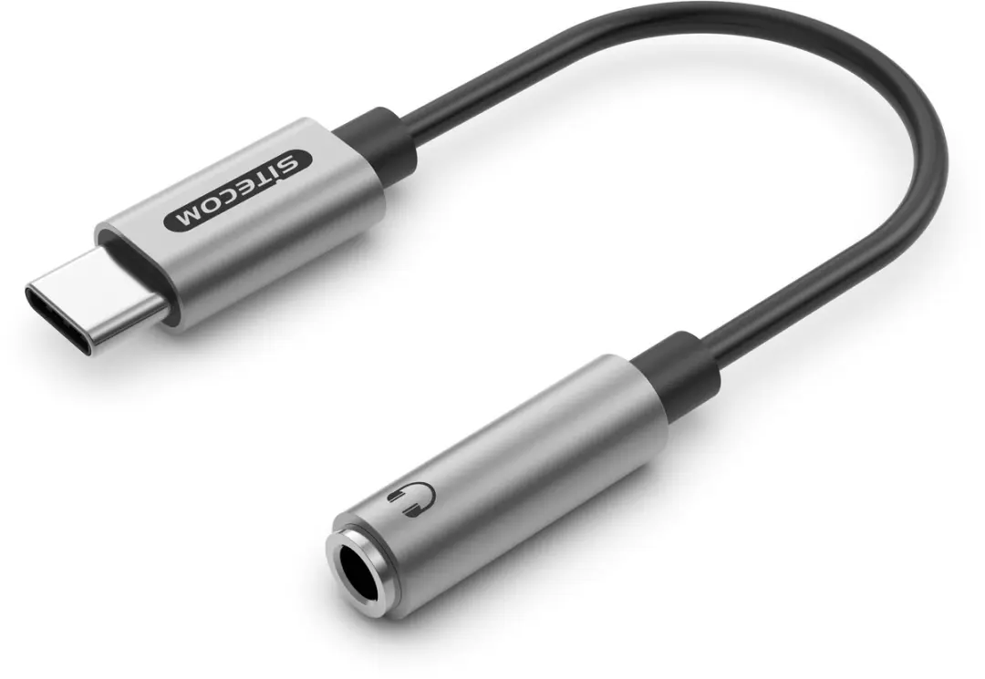 Sitecom AD-1019 USB-C naar Jack Adapter - Zilver/Zwart
