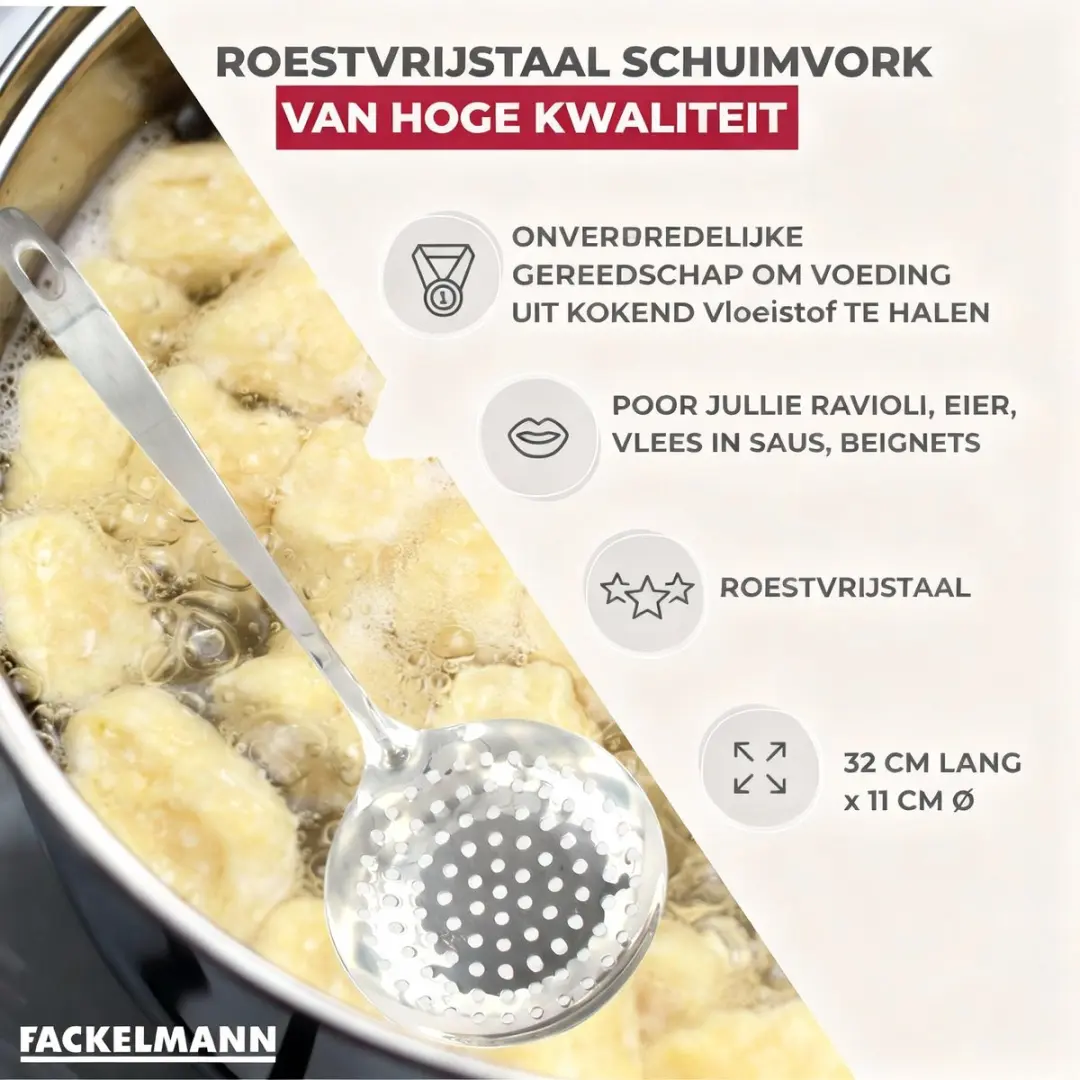 Fackelmann Roestvrijstalen Schuimspaan 32cm