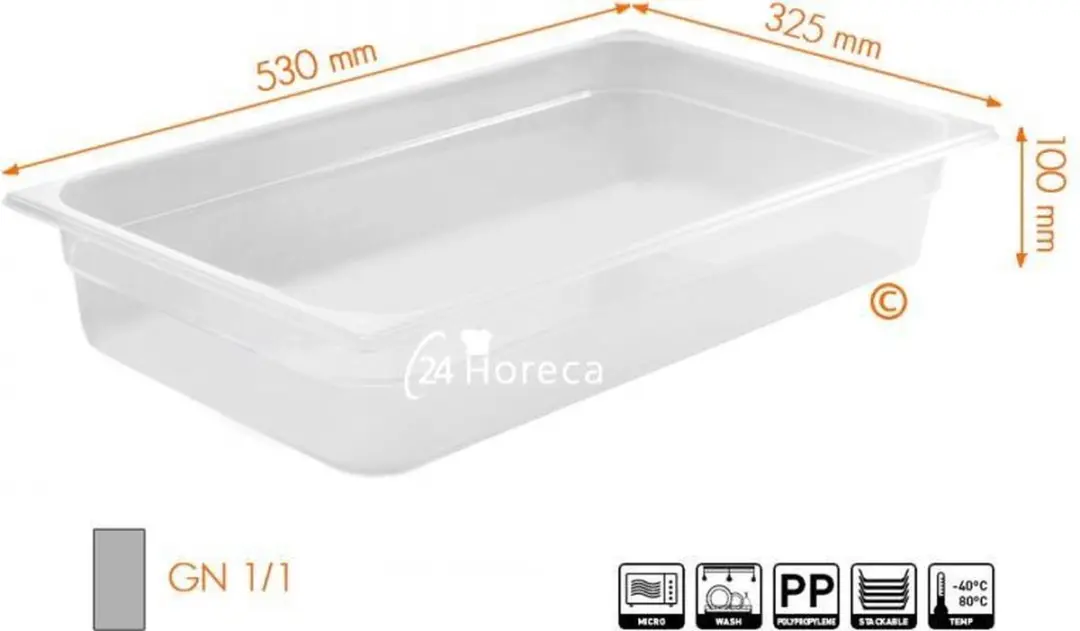 HENDI GN-Container 14L - 530x325x100mm - Polypropyleen - afbeelding 6 van 6