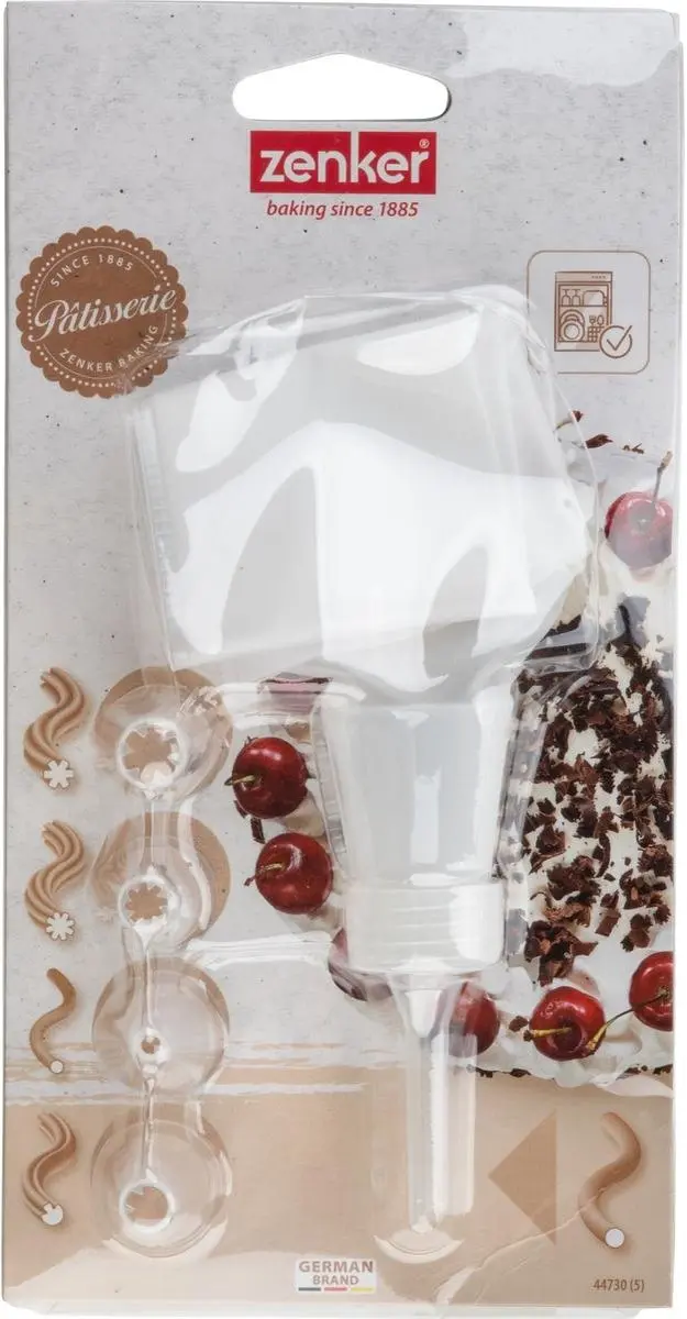 Zenker Smart Pastry Spuitzak 28cm - 5 Mondjes - Transparant