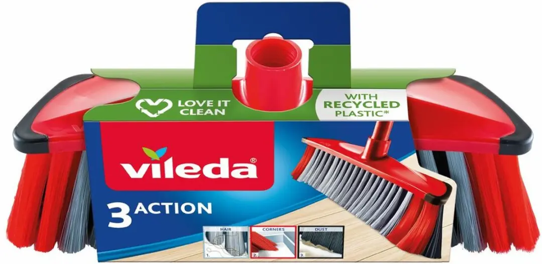 Vileda 3Action Binnenbezem 4023103173118 - Zwart