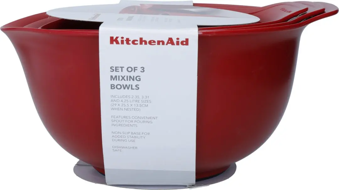 KitchenAid Mengkommen 3 Stuks - Roestvrij Staal - Koninklijk Rood