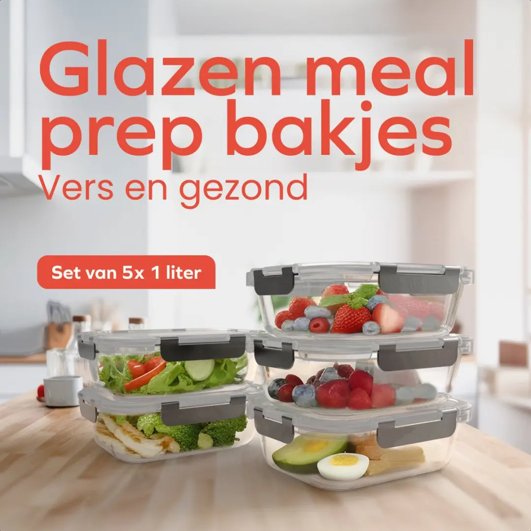 KitchenBrothers Meal Prep Bakjes KB682 - Glas - 5 Stuks