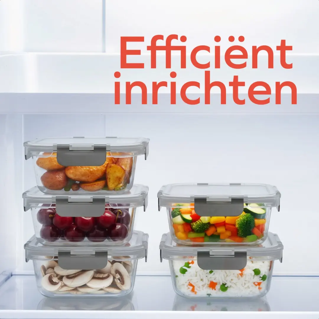 KitchenBrothers Meal Prep Bakjes KB682 - Glas - 5 Stuks