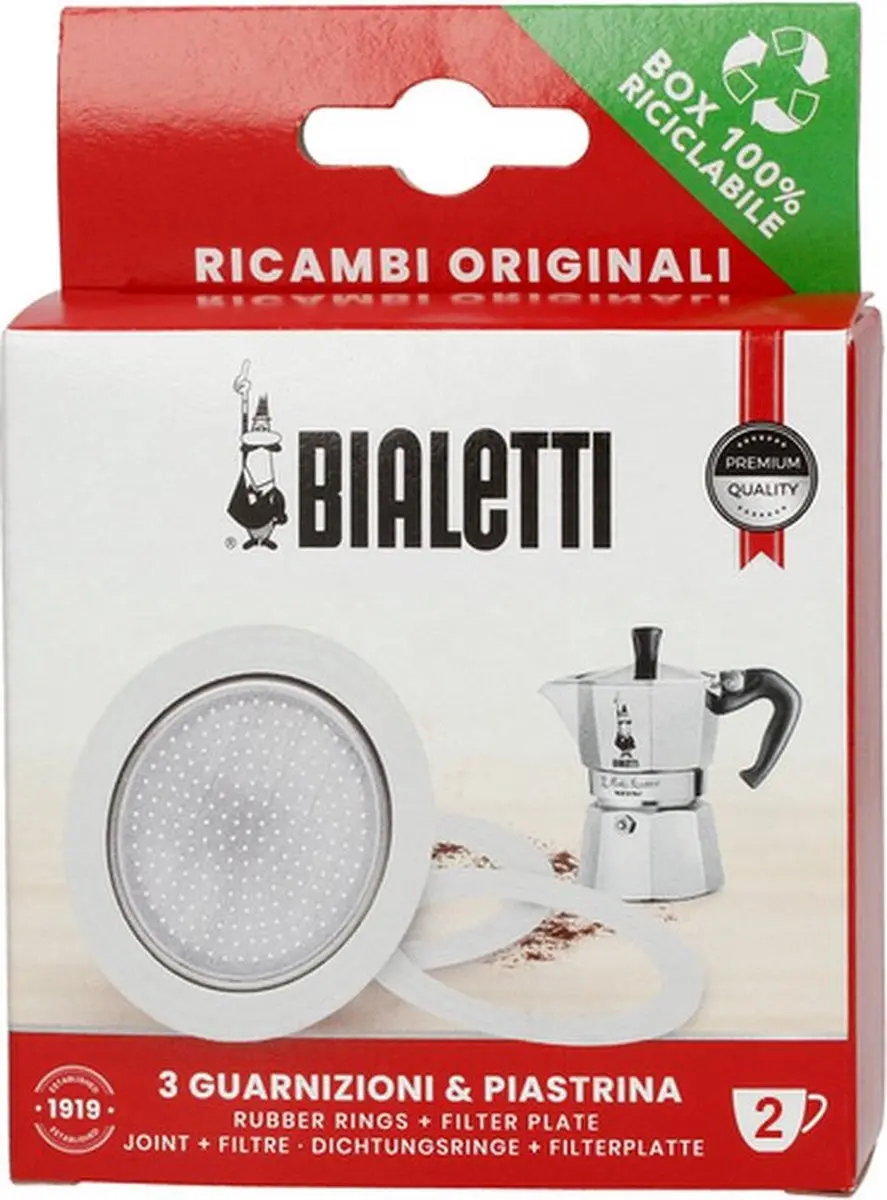 Bialetti Filterplaatje 41mm Set - 4-delig - Zilver