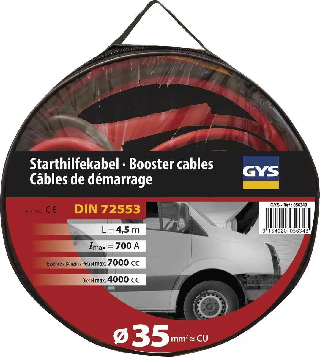 Gys Startkabels 700A - 4,5m 35mm² - Rood/Zwart