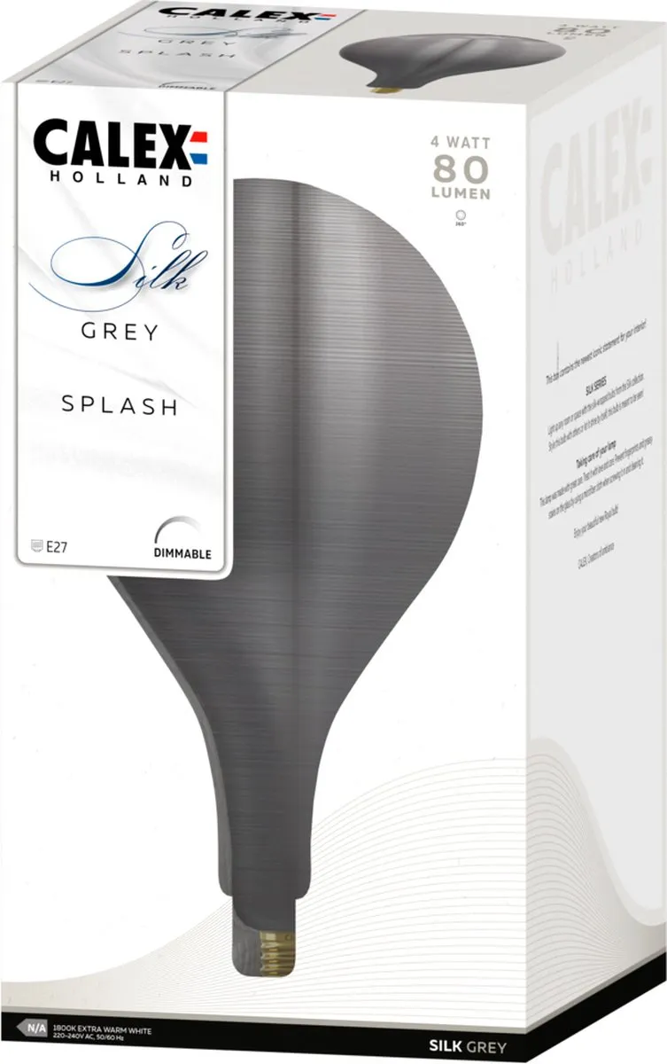 Calex Silk Series PS160 LED Lamp - 4W - Grijs - E27