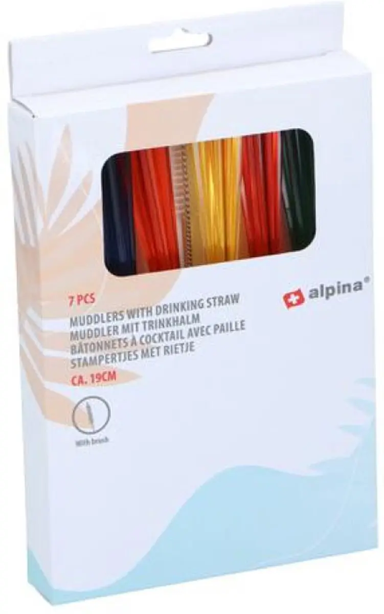 Alpina Cocktail Roerder & Rietjes Set 7 Stuks - Multi