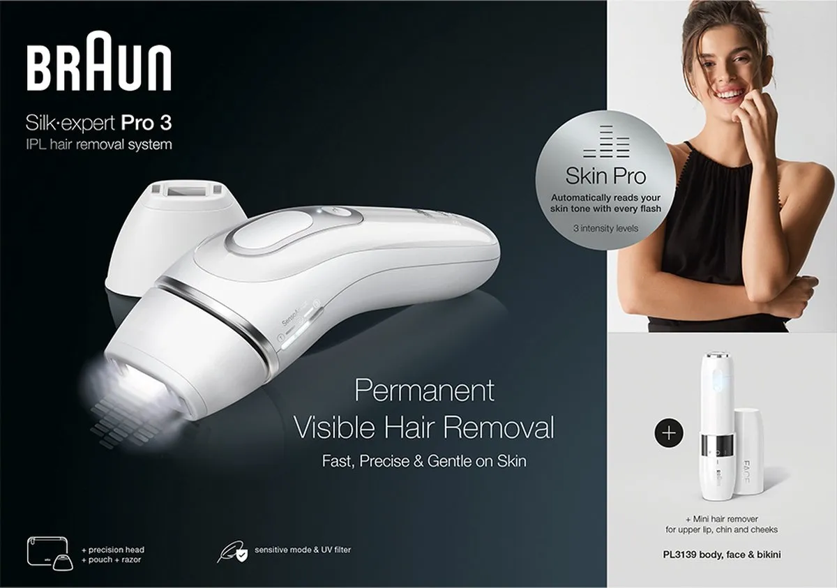 Braun Silk·expert Pro 3 PL3139 IPL Ontharingsapparaat - 300.000 Flitsen