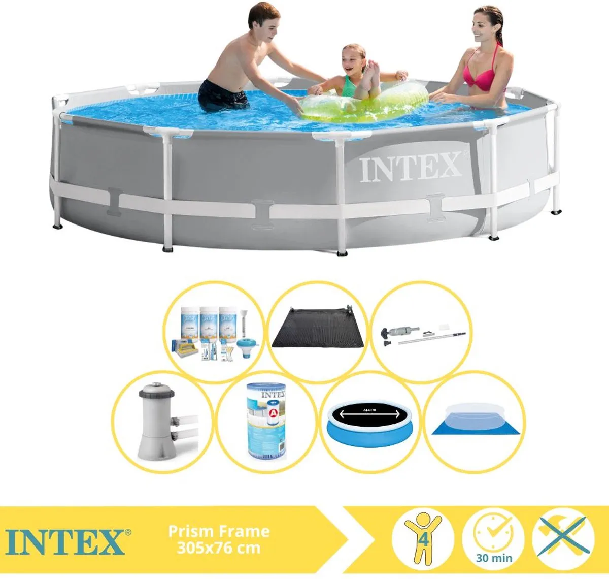 Intex Prism Frame 26712GN Opzetzwembad 366x76cm - Grijs/Wit - afbeelding 2 van 6