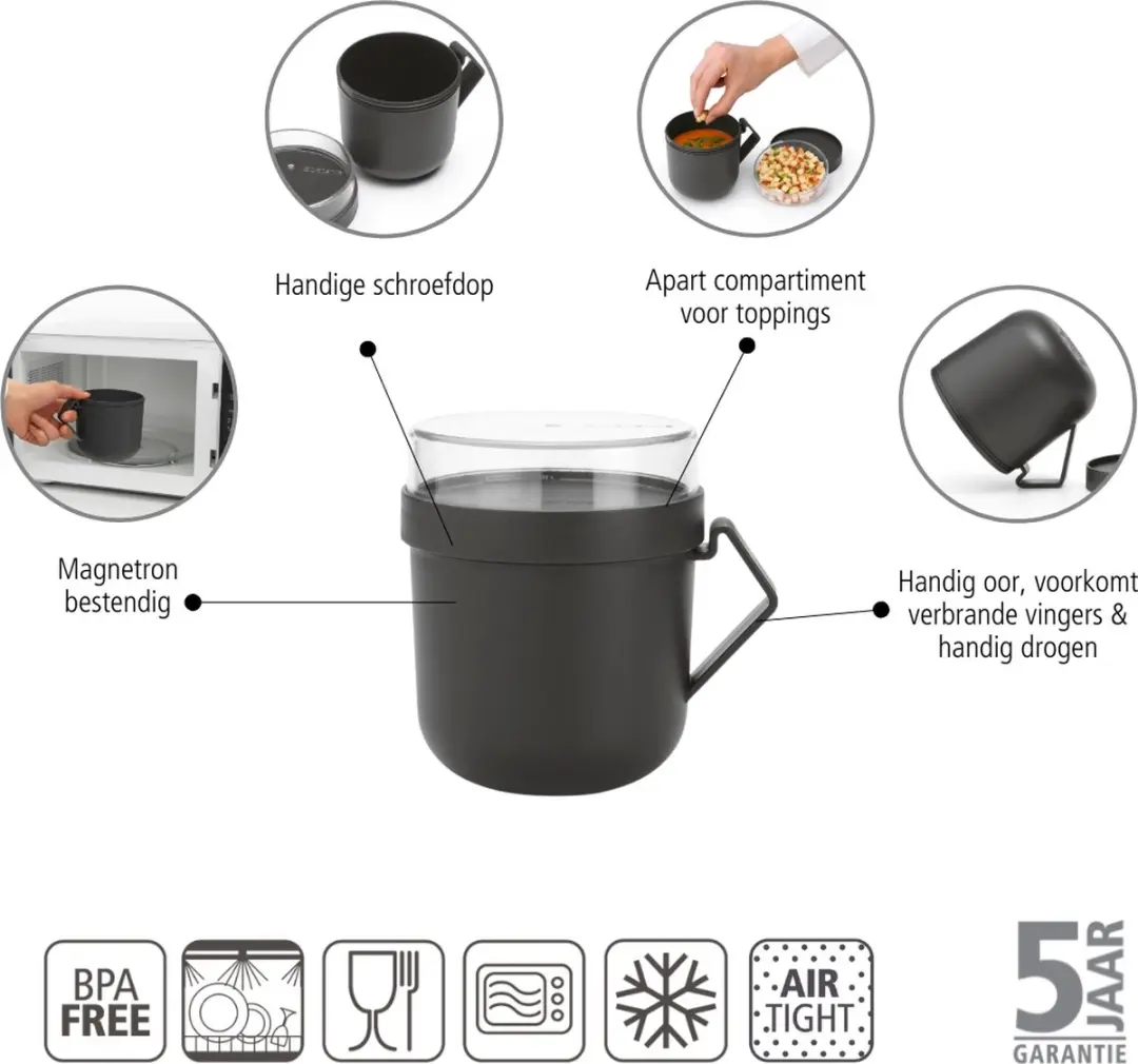 Brabantia Make & Take Soepbeker 600ml - Dark Grey