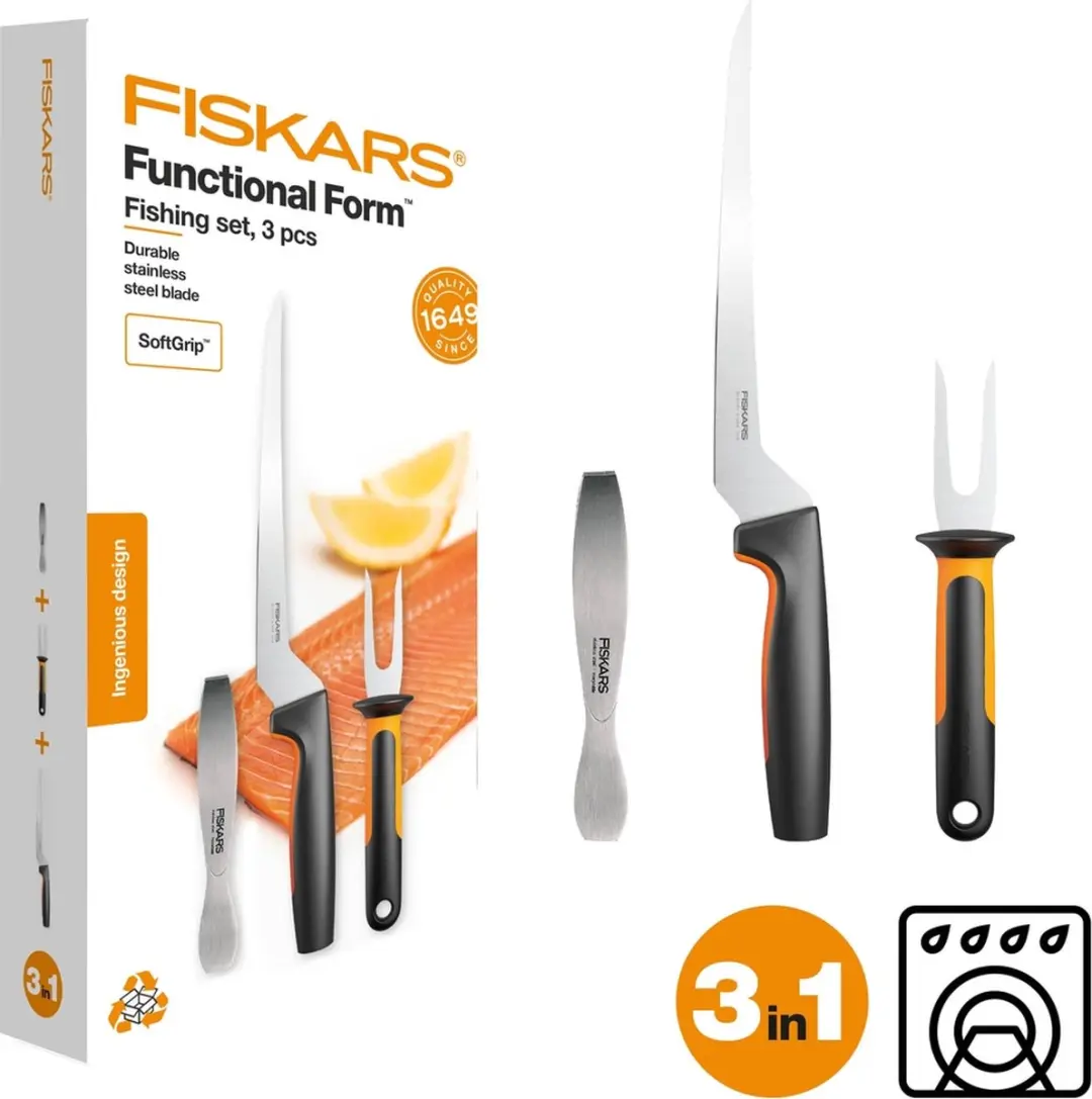 Fiskars Vis Fileermes Set 3-delig - Zwart