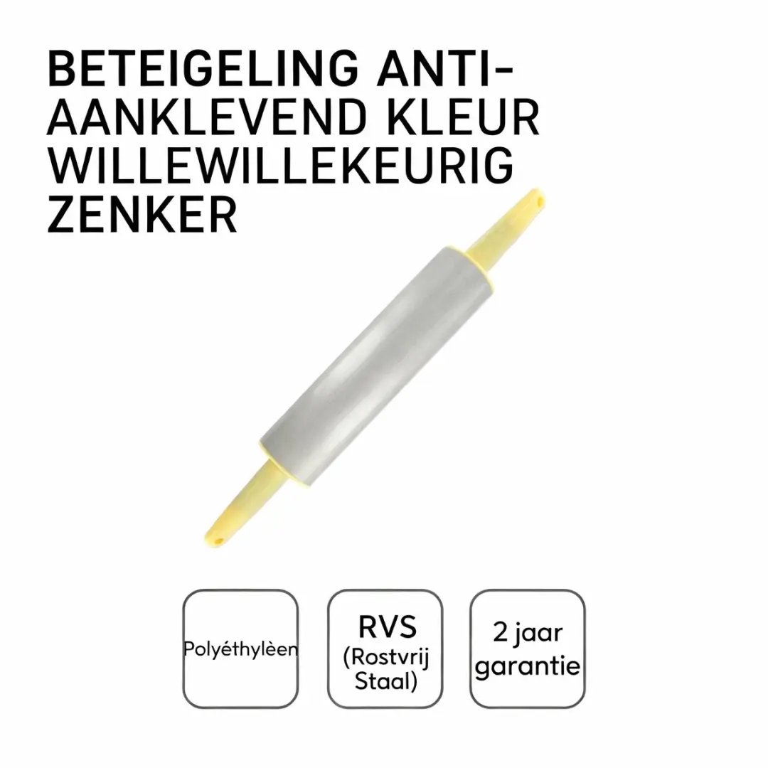 Zenker Antiaanbak Deegroller 36cm - Grijs/Blauw/Roz/Geel