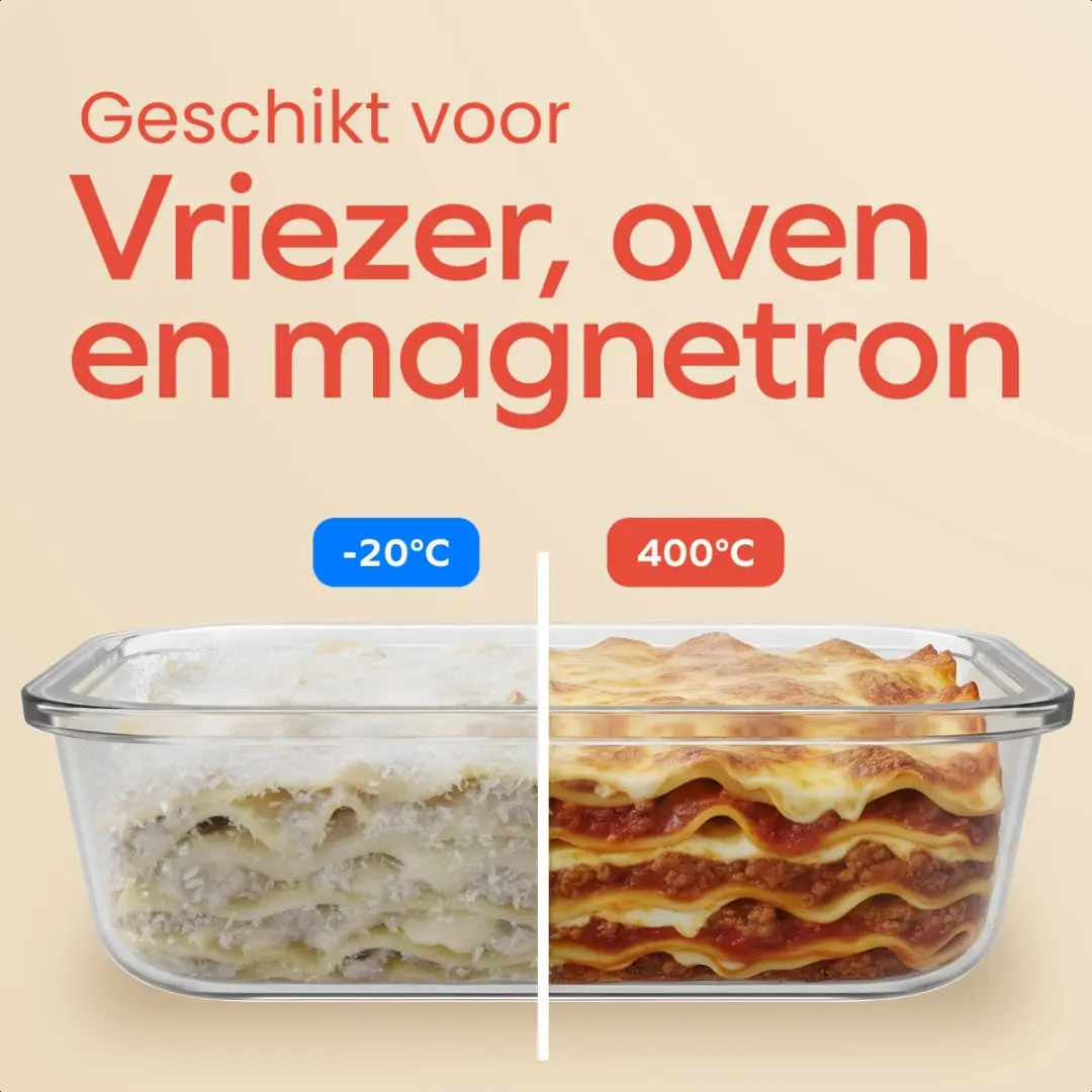 KitchenBrothers Meal Prep Bakjes Glas 1L - 10 Stuks
