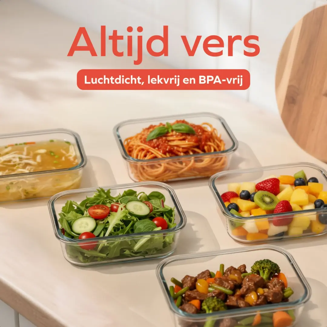 KitchenBrothers Meal Prep Bakjes Glas 1L - 10 Stuks