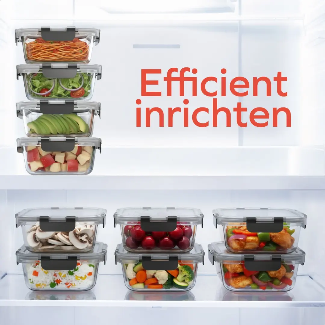 KitchenBrothers Meal Prep Bakjes Glas 1L - 10 Stuks - afbeelding 6 van 6