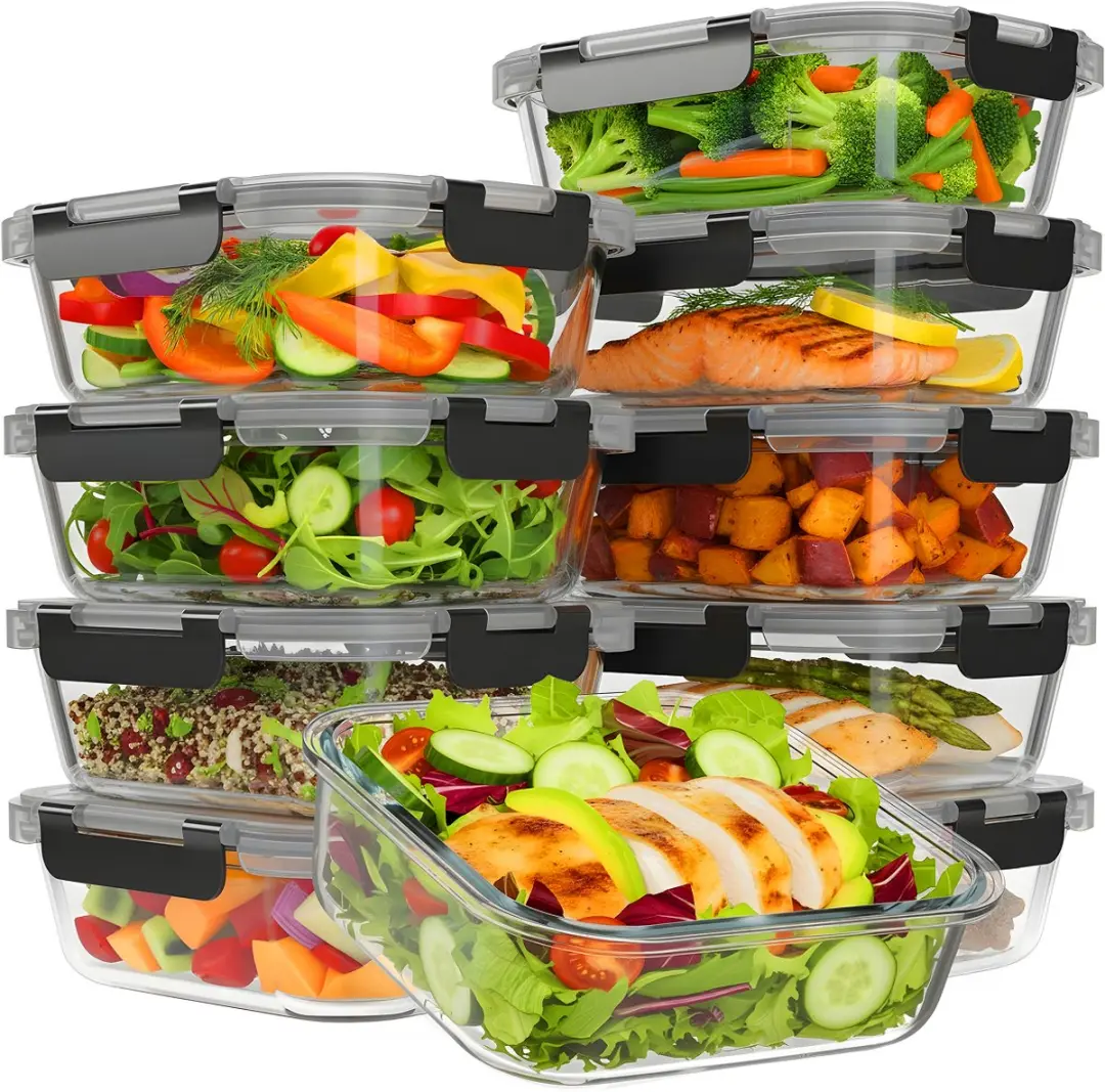 KitchenBrothers Meal Prep Bakjes Glas 1L