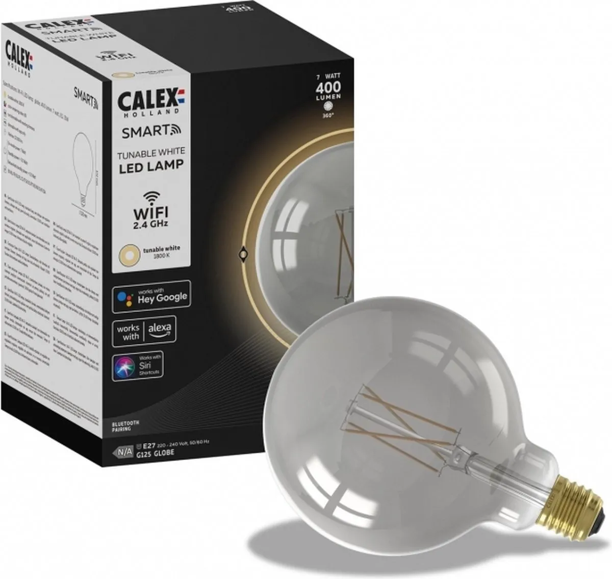 Calex Smart LED Globe E27 7W - Rookglas - 1800K