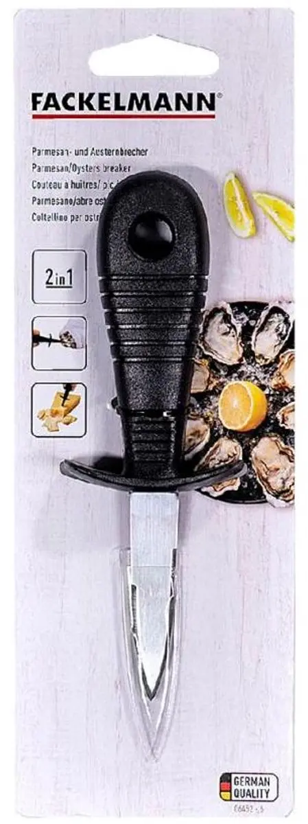 Fackelmann Oestermes 14cm - Roestvrij staal - Zwart