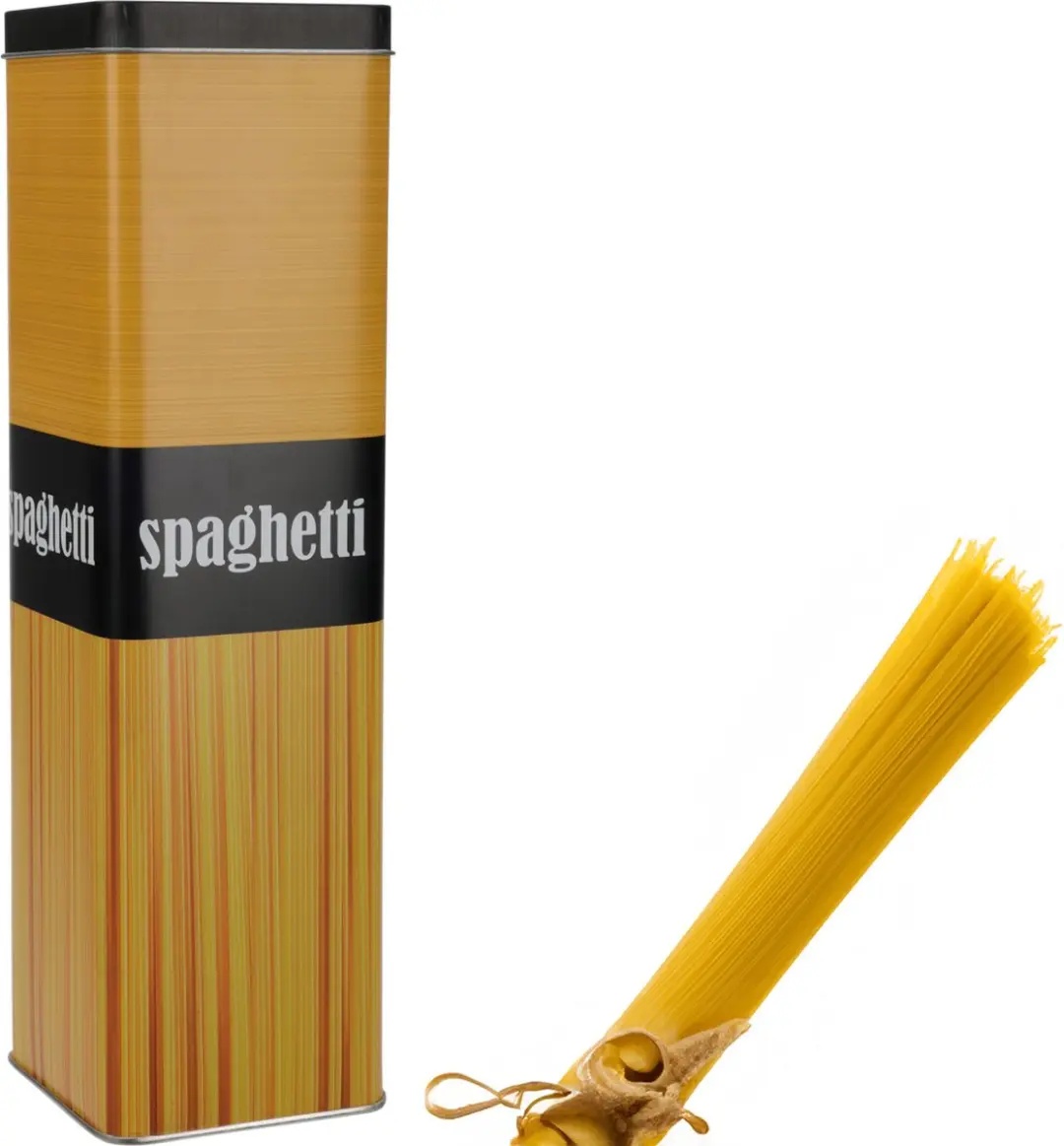 Excellent Houseware Voorraadbus Pasta/Spaghetti 2.6L - 8.5x8.5x30cm - Zwart