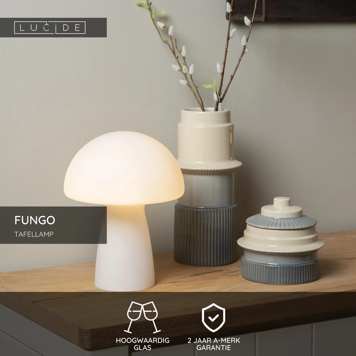 Lucide FUNGO Tafellamp E27 - Opaal