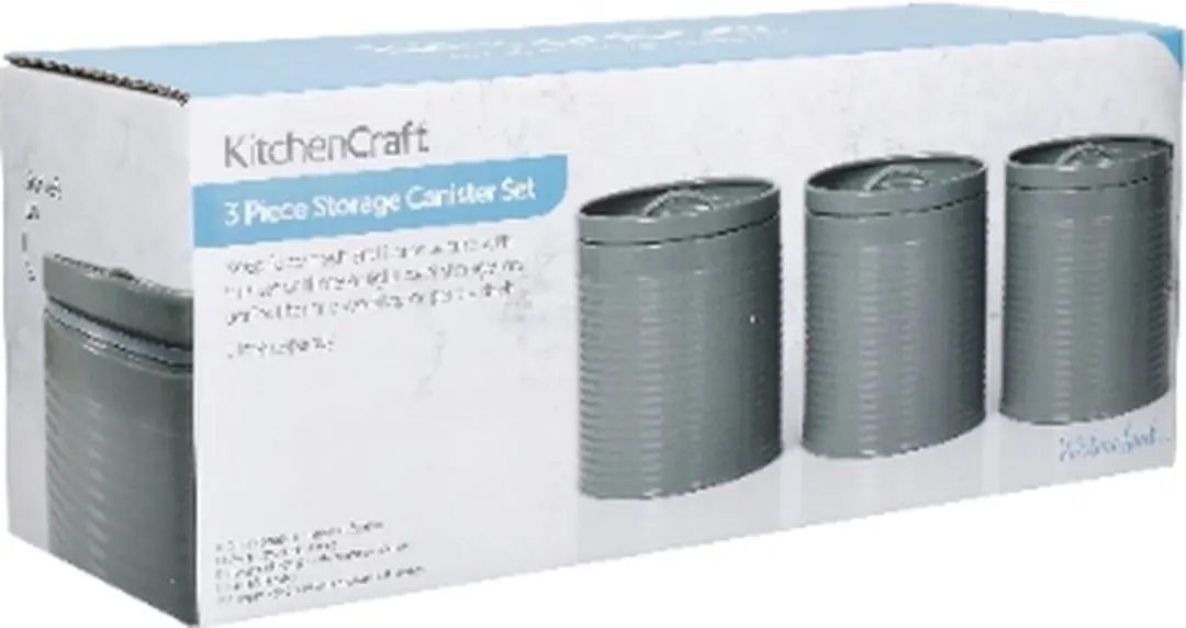 KitchenCraft 3-delige Voorraadbussen 1L - Bamaboo-deksel - Blauw