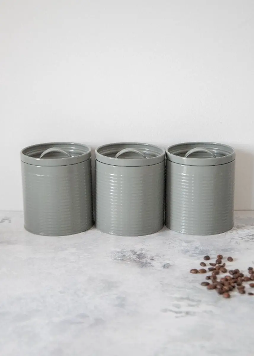 KitchenCraft 3-delige Voorraadbussen 1L - Bamaboo-deksel - Blauw