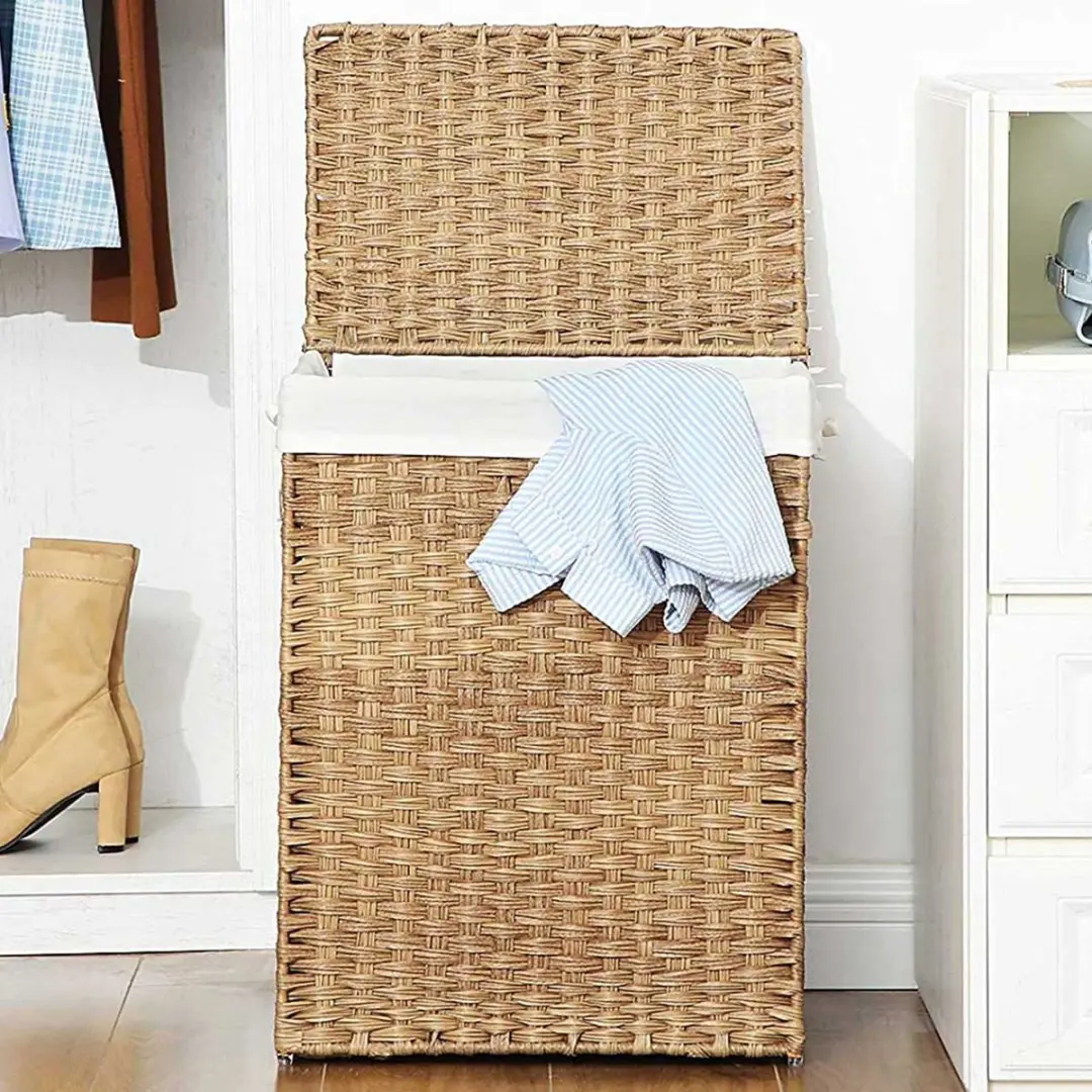 Songmics Handgeweven Rotan Wasmand 90L - Bruin