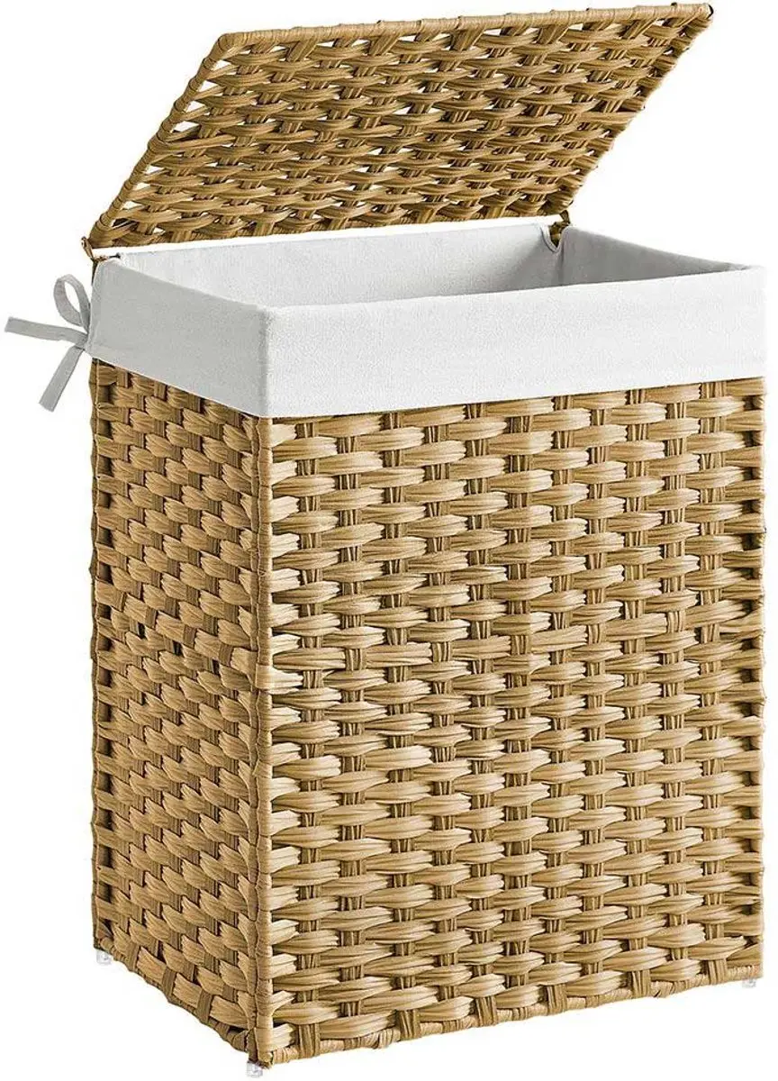 Songmics Handgeweven Rotan Wasmand 90L - Bruin