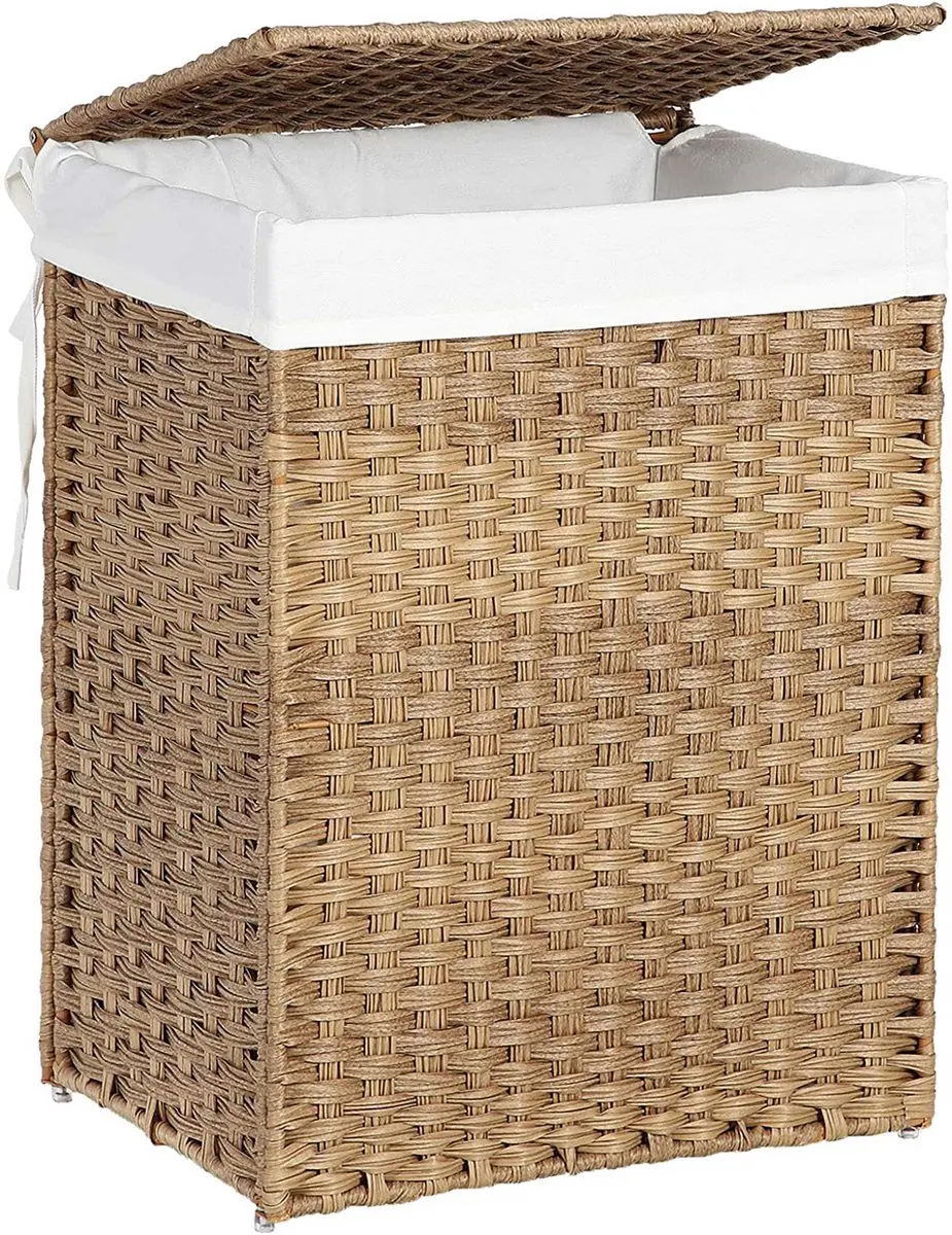 Songmics Handgeweven Rotan Wasmand 90L - Bruin