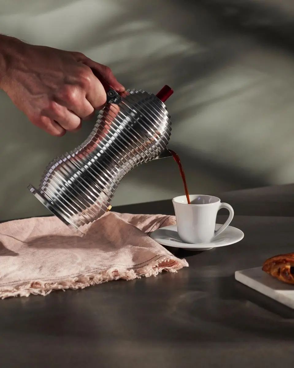Alessi Pulcina MDL02/6RFM Inductie Koffiemaker 6 Koppen - Gepolijst aluminium