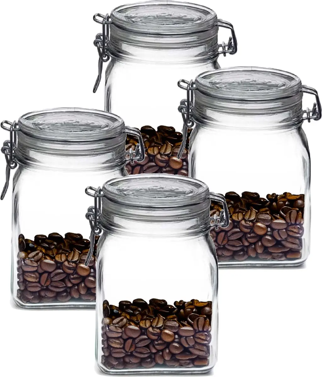 Bormioli Rocco Weckpot 1L - 4 Stuks (2x4) - Glas met beugelsluiting