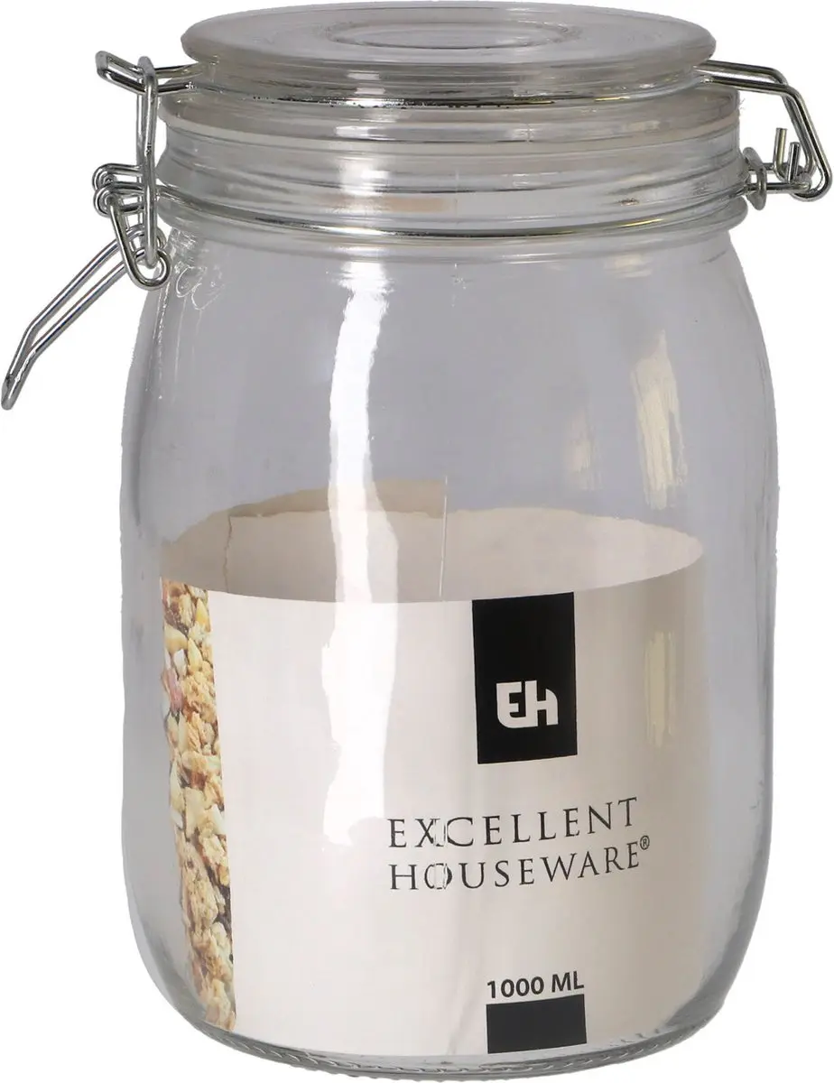 Excellent Houseware Weckpot Glas 1000ml - Transparant