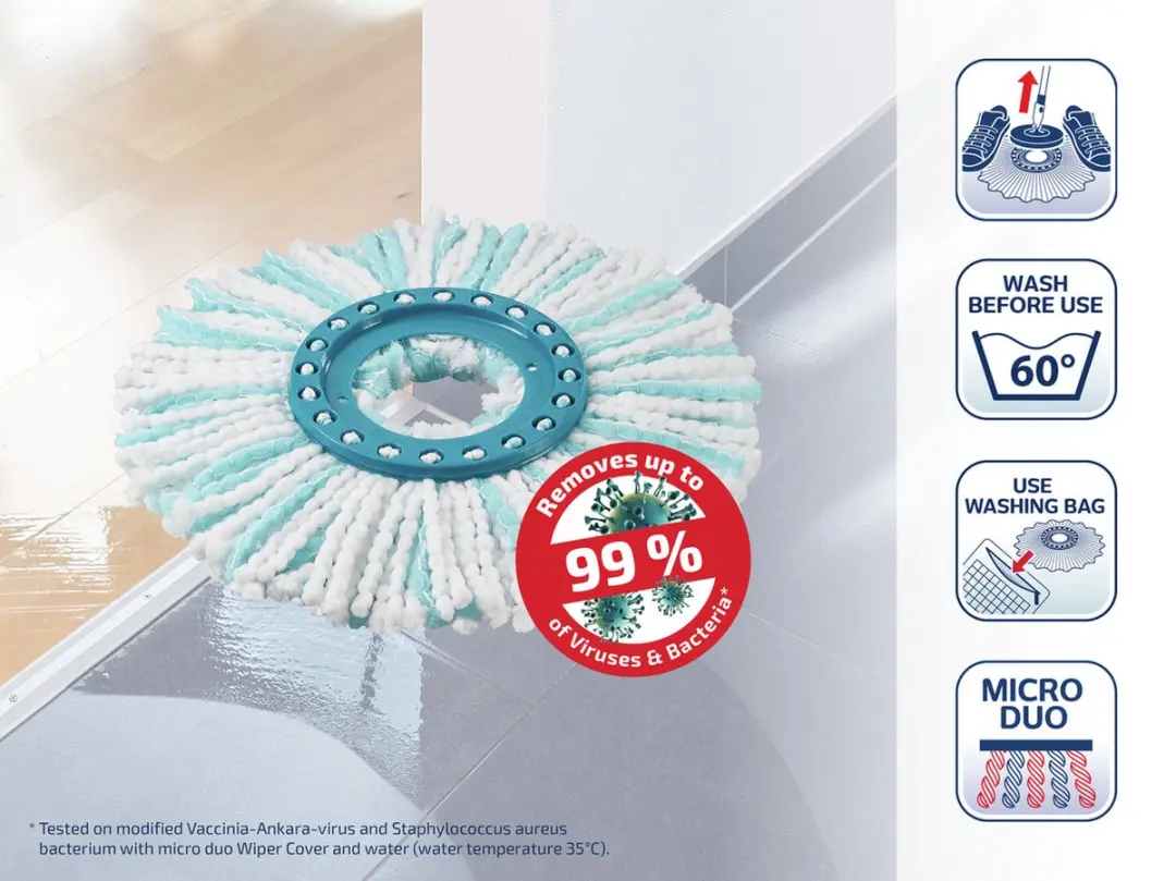 Leifheit Clean Twist Micro Disc Mop Vervangingskop 52104 - Wit/Turquoise