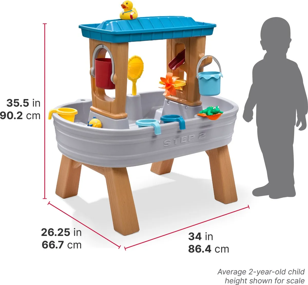 Step2 Rain Showers Splash Tub Watertafel - incl. accessoires - - Waterspeelgoed voor kind - Activiteitentafel met water voor de tuin / buiten