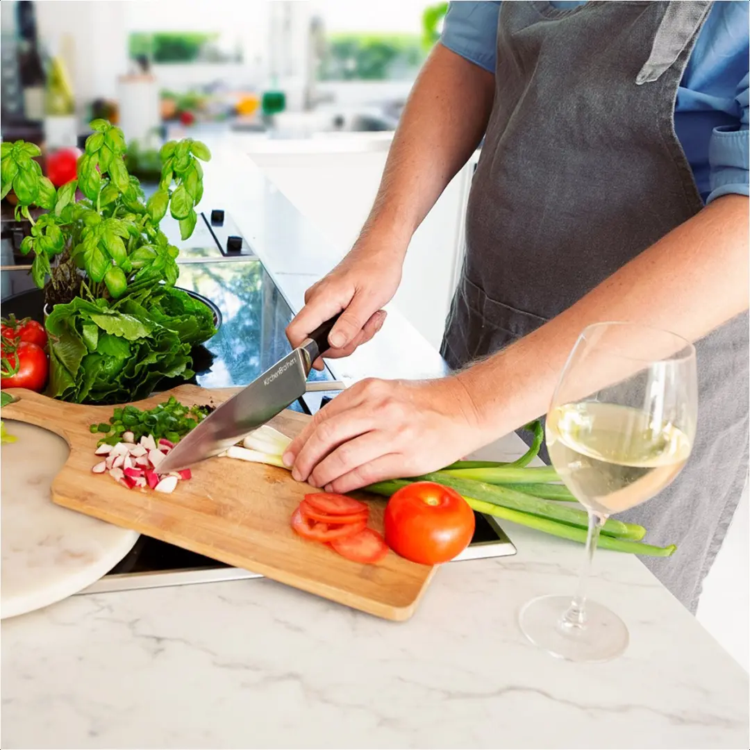 KitchenBrothers Koksmes 20cm - Professioneel Japans Pakka Hout