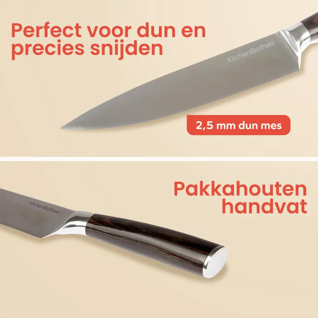 KitchenBrothers Koksmes 20cm - Professioneel Japans Pakka Hout - afbeelding 6 van 6