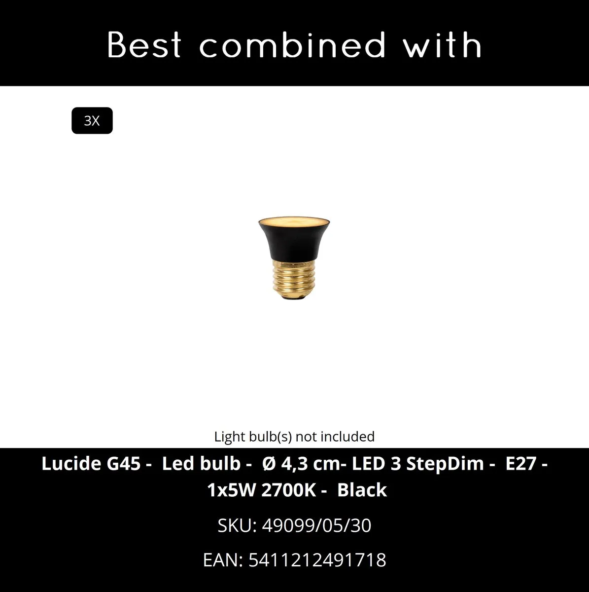 Lucide SPITZE Hanglamp 3xE27 - Grijs - Ø40cm