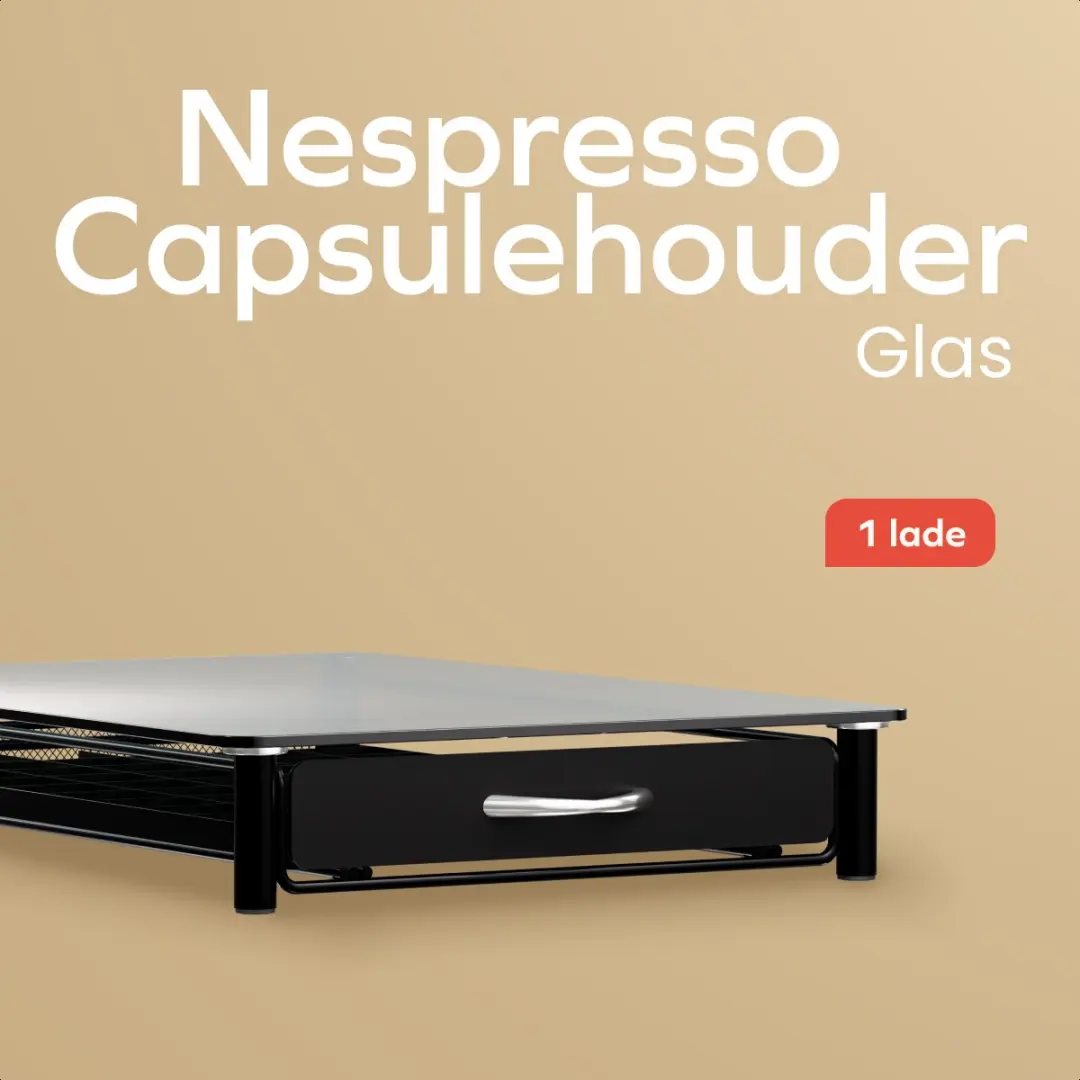 KitchenBrothers KB1000669 Capsulehouder - 60 Cups - Nespresso - Glas/Zwart